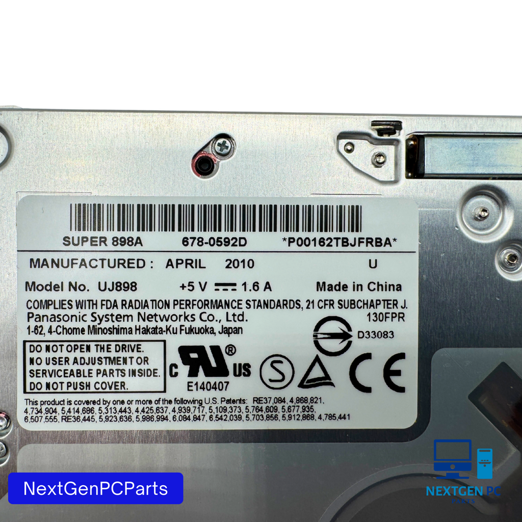 Apple MacBook A1342 SuperDrive UJ-898A 8X DVD-RW Optical Drive 678-0592D