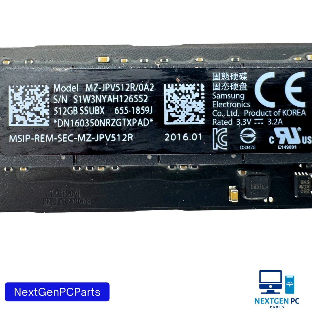 Apple MacBook Air A1466 512GB Samsung SSD MZ-JPV512R/0A2 655-1859J 655-1859B