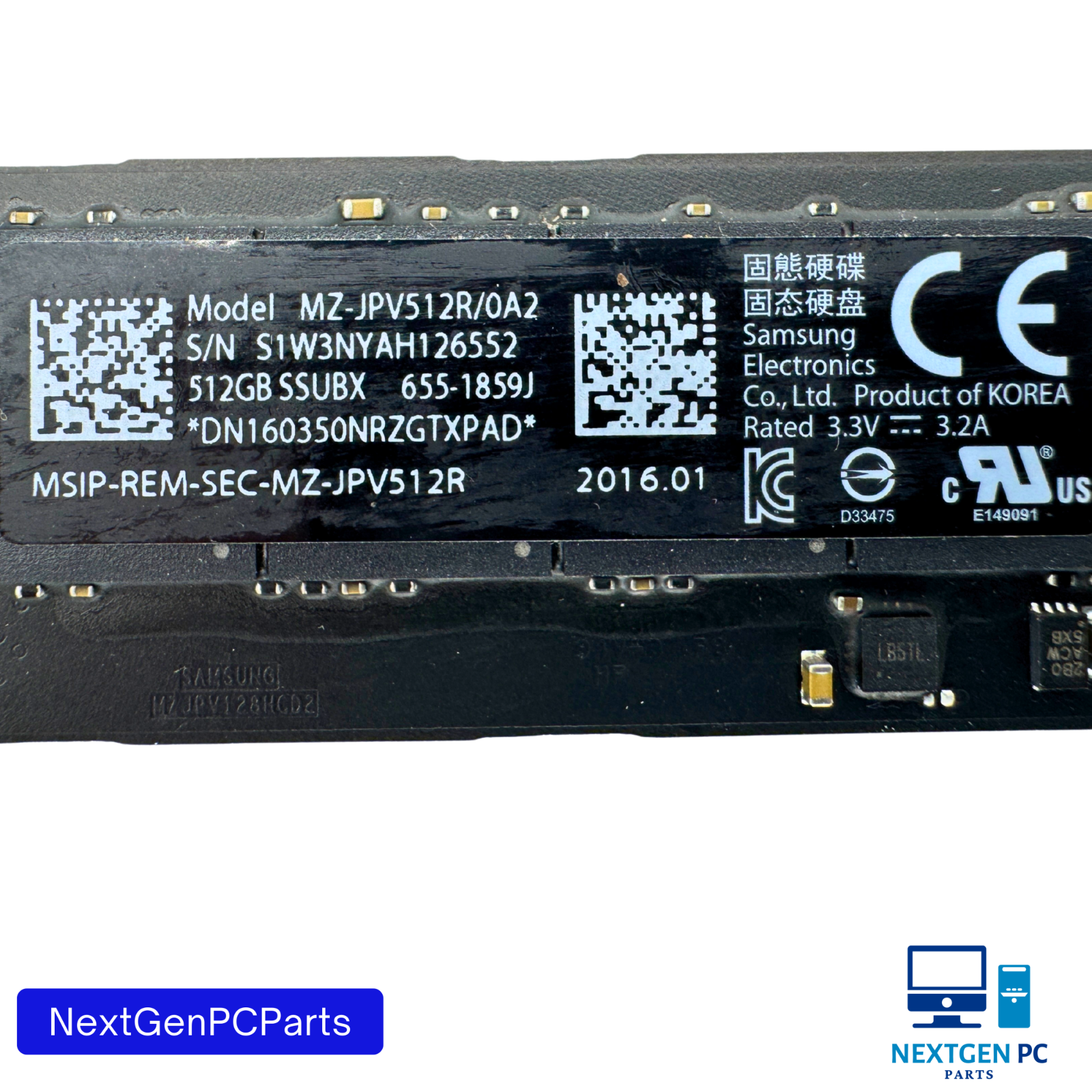 Apple MacBook Air A1466 512GB Samsung SSD MZ-JPV512R/0A2 655-1859J 655-1859B
