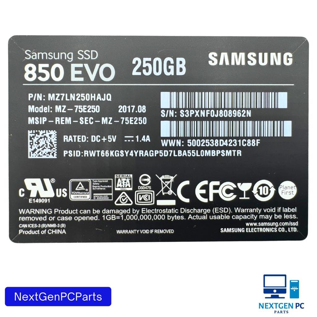 Samsung 850 EVO 250GB 2.5" SATA III SSD Solid State Drive MZ-75E250