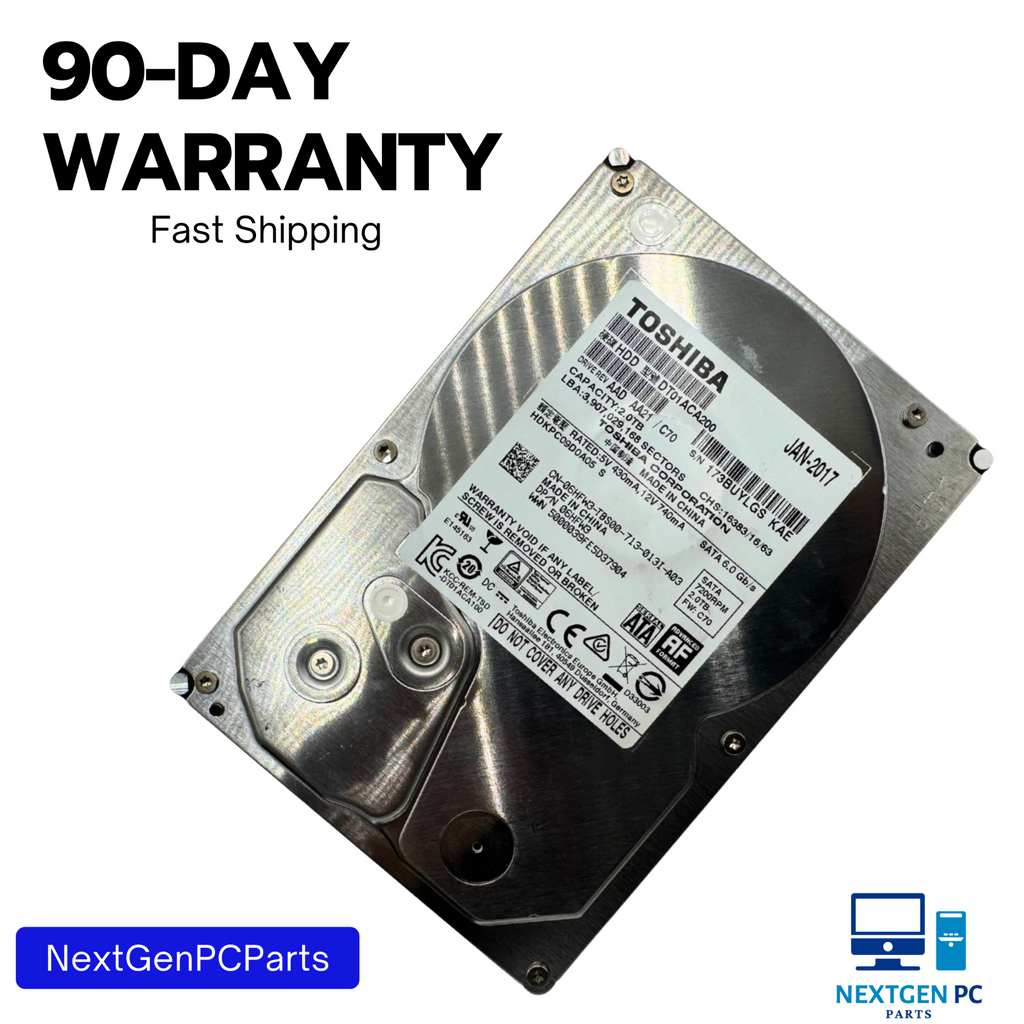 Toshiba 2TB 7200RPM Internal Hard Drive SATA III 3.5" HDD DT01ACA200 Used