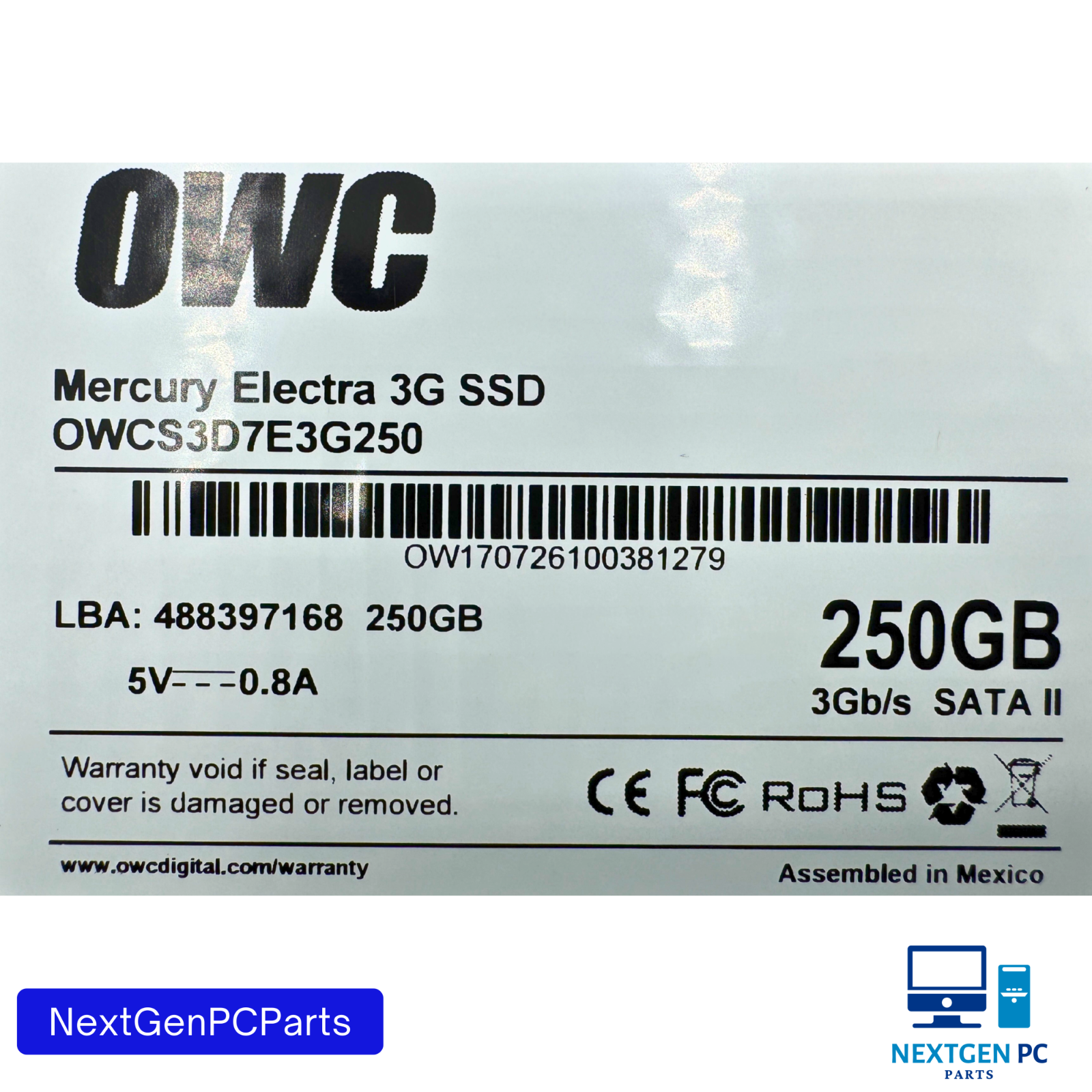 OWC 250GB Mercury Electra 3G 2.5-Inch SATA II 7mm SSD OWCS3D7E3G250