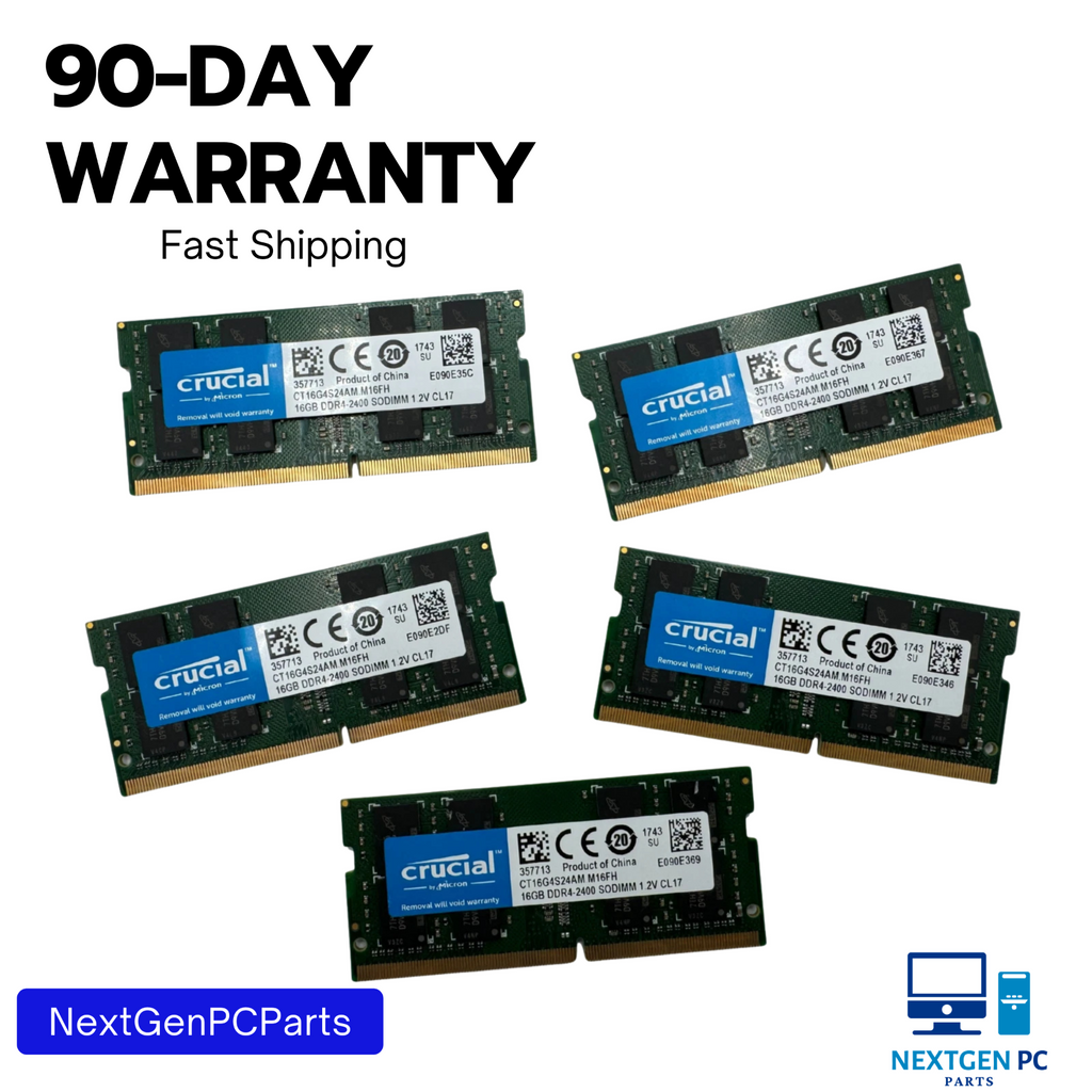 Lot of 5 Crucial 16GB (5x16GB) 80GB DDR4 2400MHz SO-DIMM PC4-2400 CT16G4S24AM