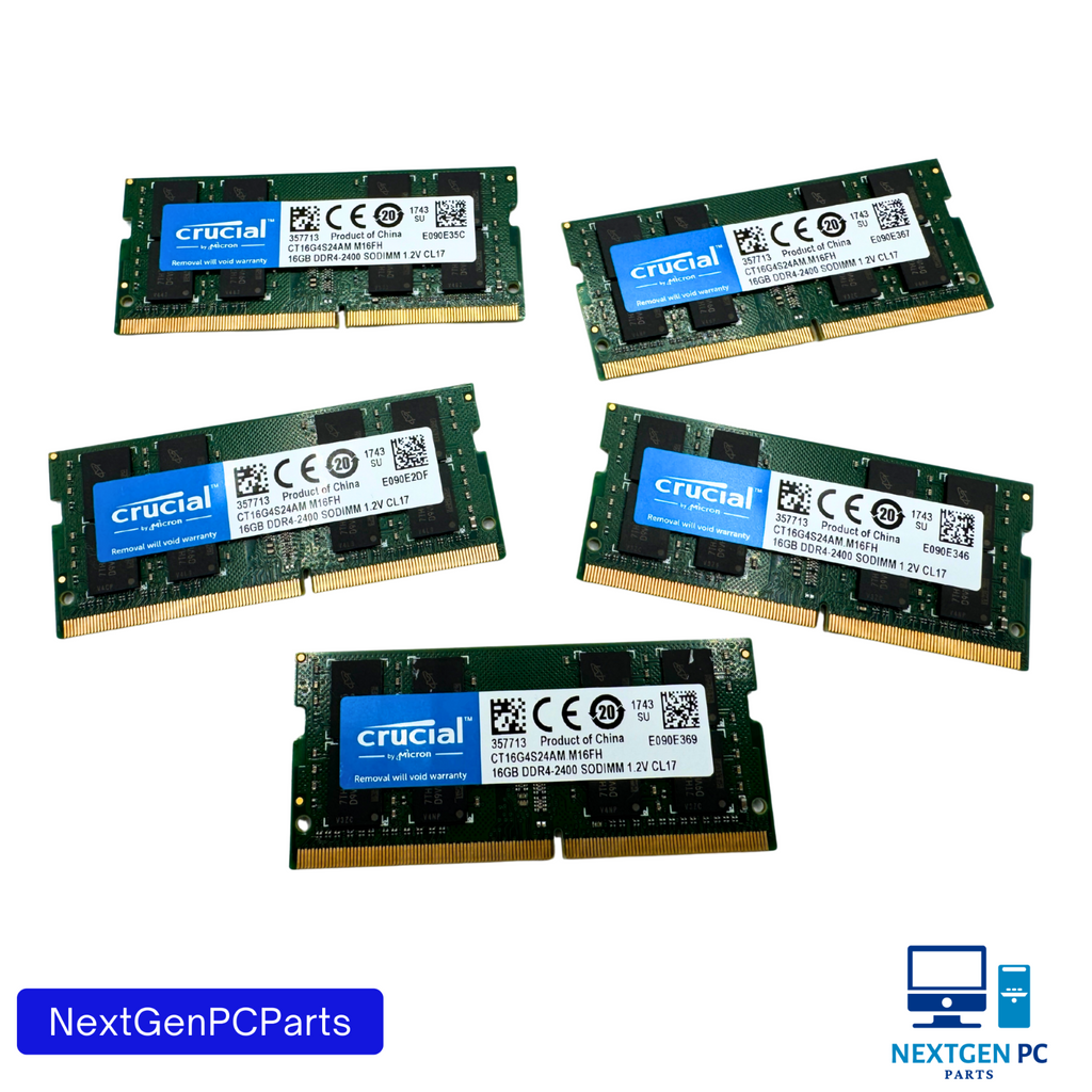 Lot of 5 Crucial 16GB (5x16GB) 80GB DDR4 2400MHz SO-DIMM PC4-2400 CT16G4S24AM