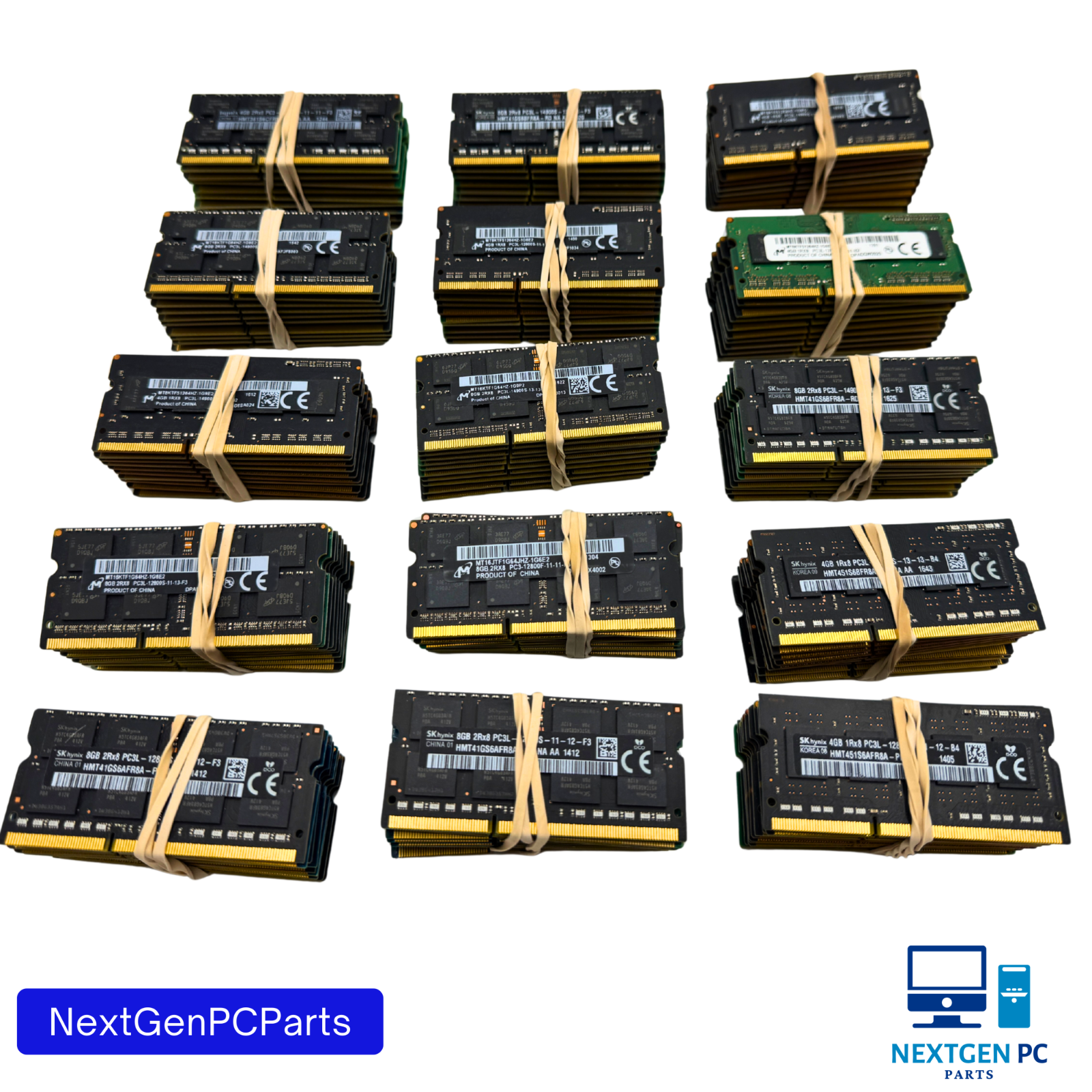 Lot of 150 4GB DDR3 PC3 SO-DIMM Laptop RAM Memory-Mixed Speeds and Brands