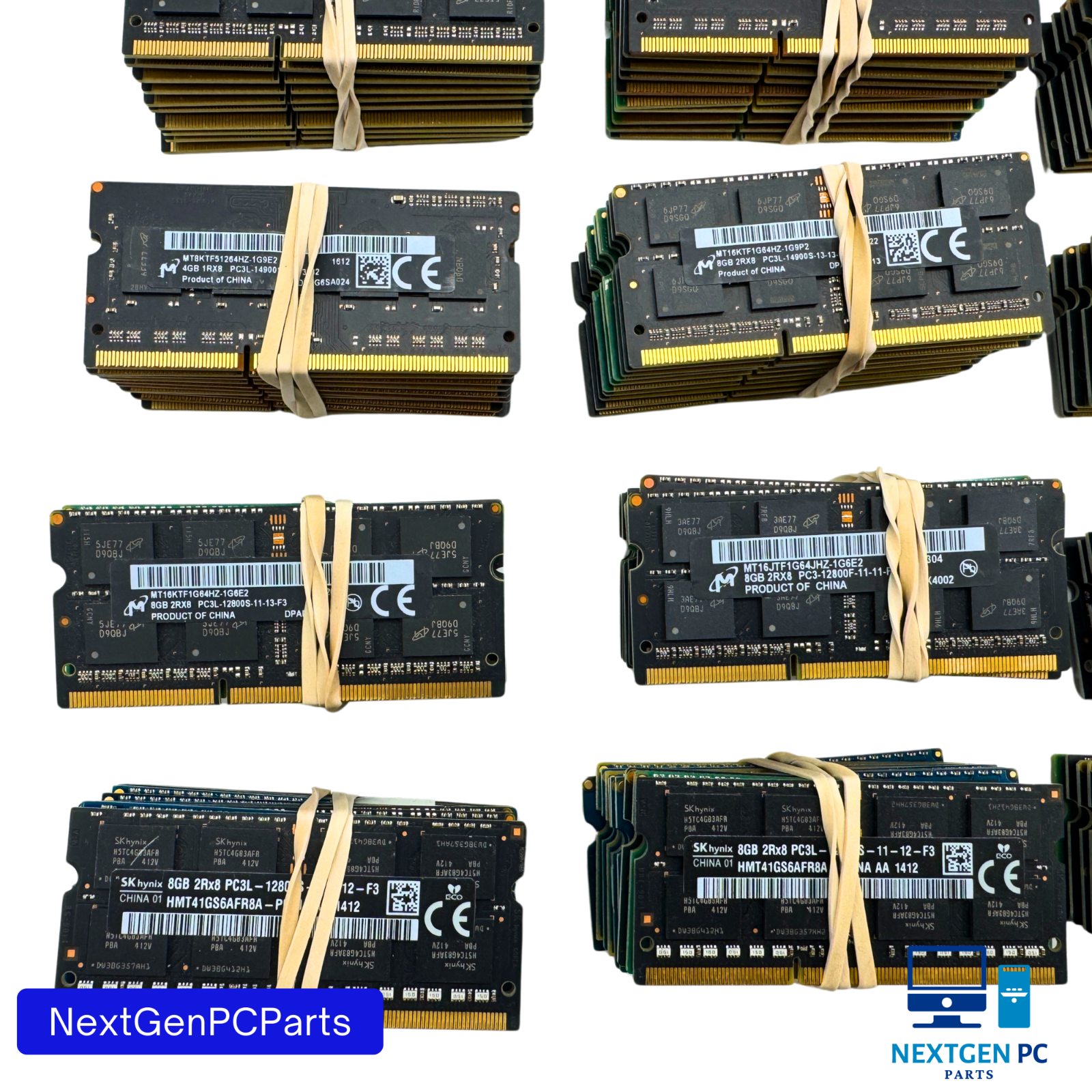Lot of 150 4GB DDR3 PC3 SO-DIMM Laptop RAM Memory-Mixed Speeds and Brands