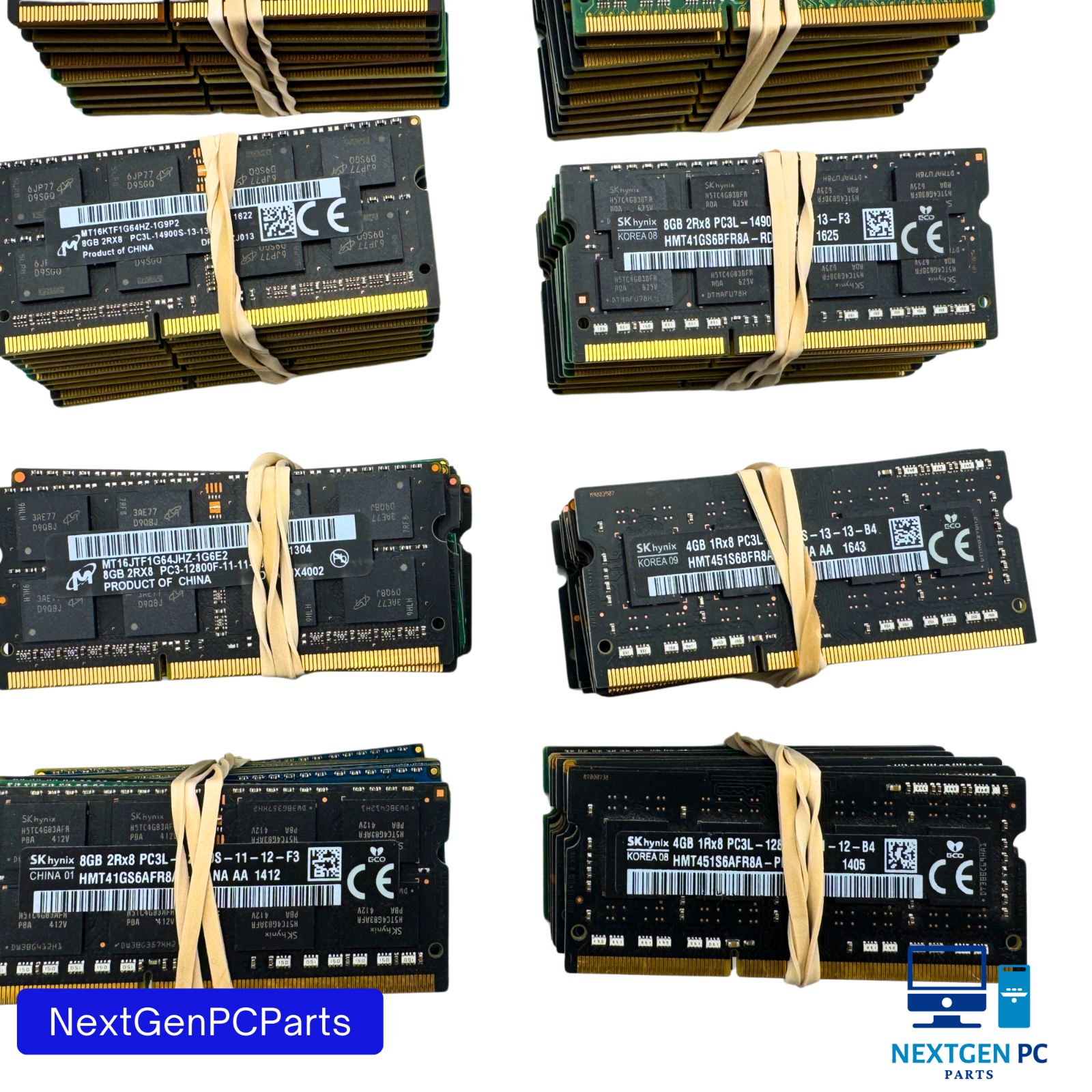 Lot of 150 4GB DDR3 PC3 SO-DIMM Laptop RAM Memory-Mixed Speeds and Brands