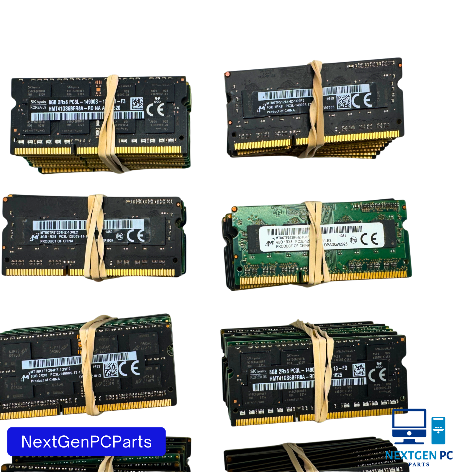 Lot of 150 4GB DDR3 PC3 SO-DIMM Laptop RAM Memory-Mixed Speeds and Brands
