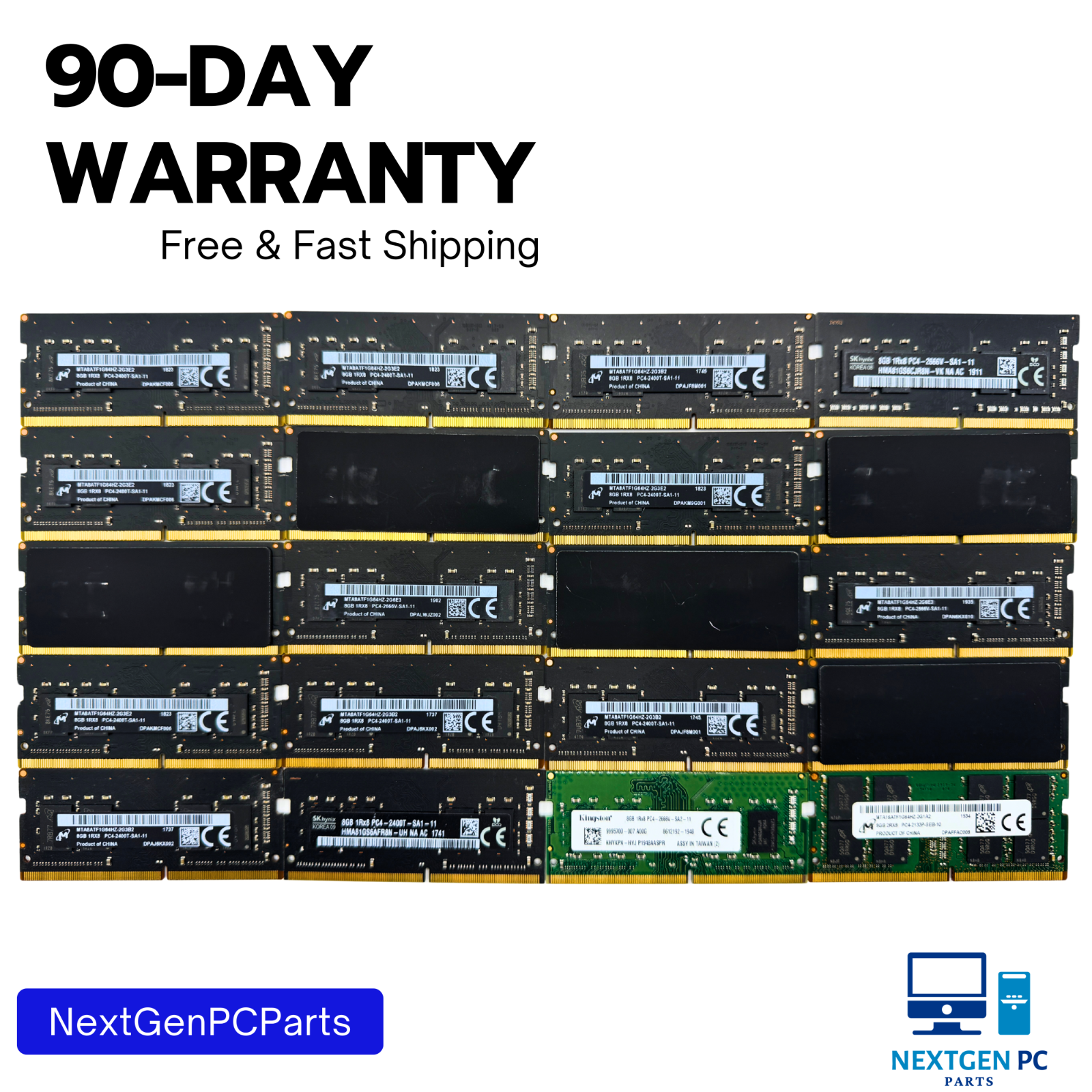 Lot of 20 8GB DDR4 SoDIMM 2133 2400 2666 1Rx8/2Rx8 Mixed Brands Tested