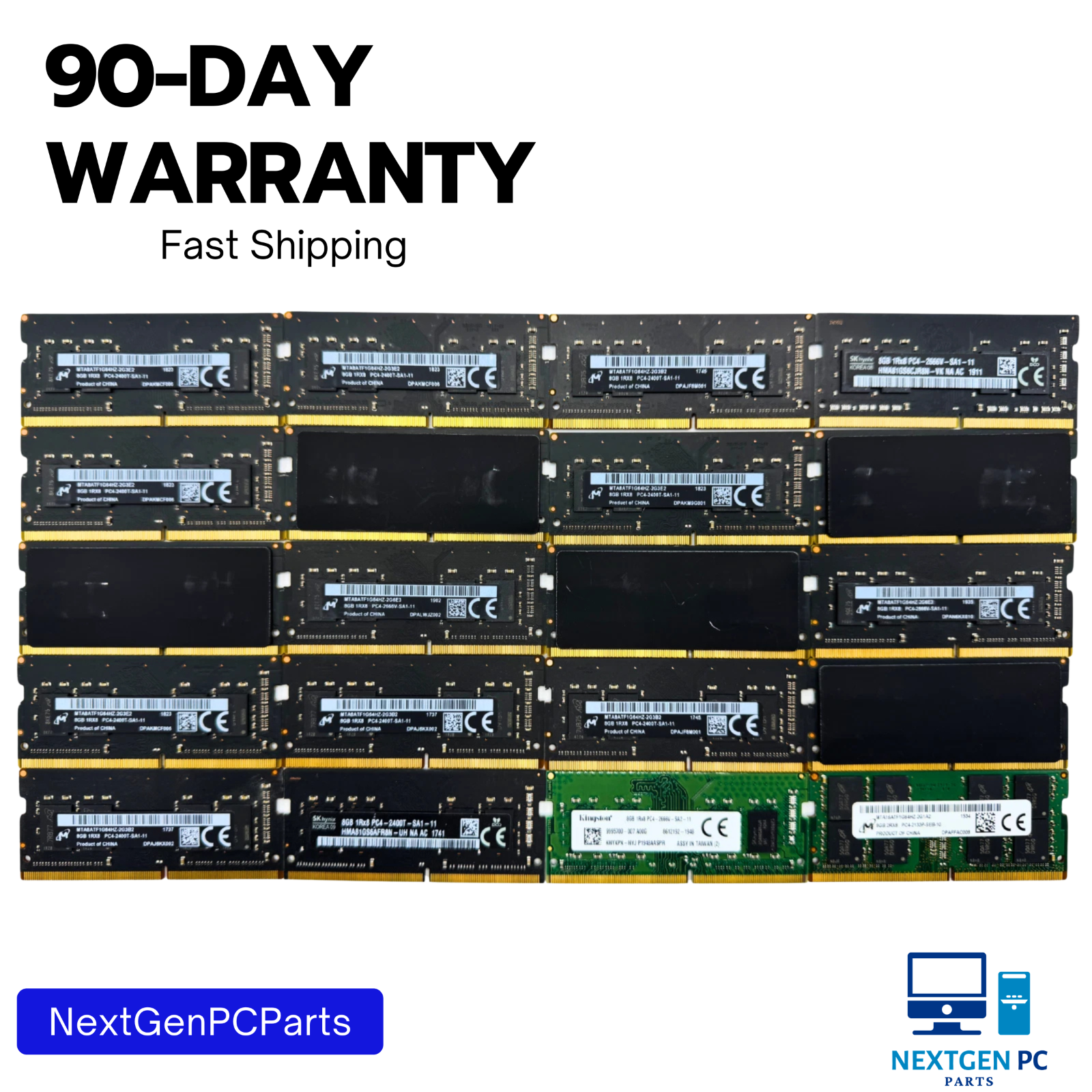Lot of 20 8GB DDR4 SoDIMM 2133 2400 2666 1Rx8/2Rx8 Mixed Brands Tested
