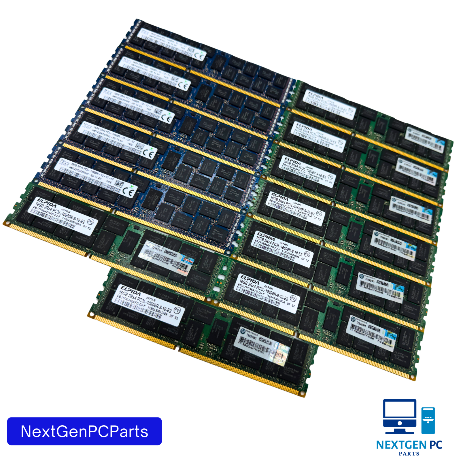 Lot of 13 16GB DDR3 ECC Server RAM PC3-14900R PC3L-10600R 2Rx4 Mixed Tested