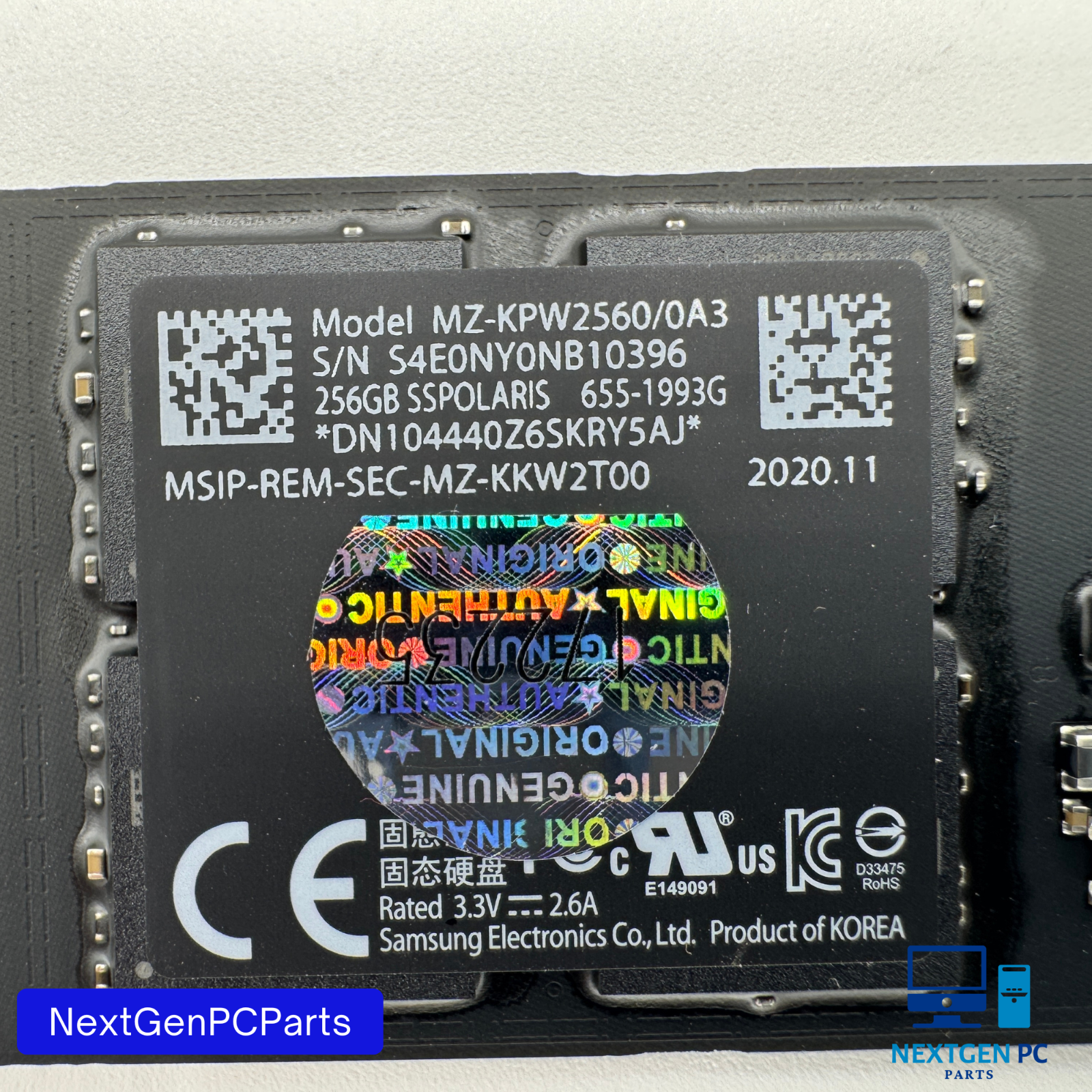 Genuine Apple iMac MacBook Samsung 256GB NVMe MZ-KPW2560 655-1993G SSPOLARIS