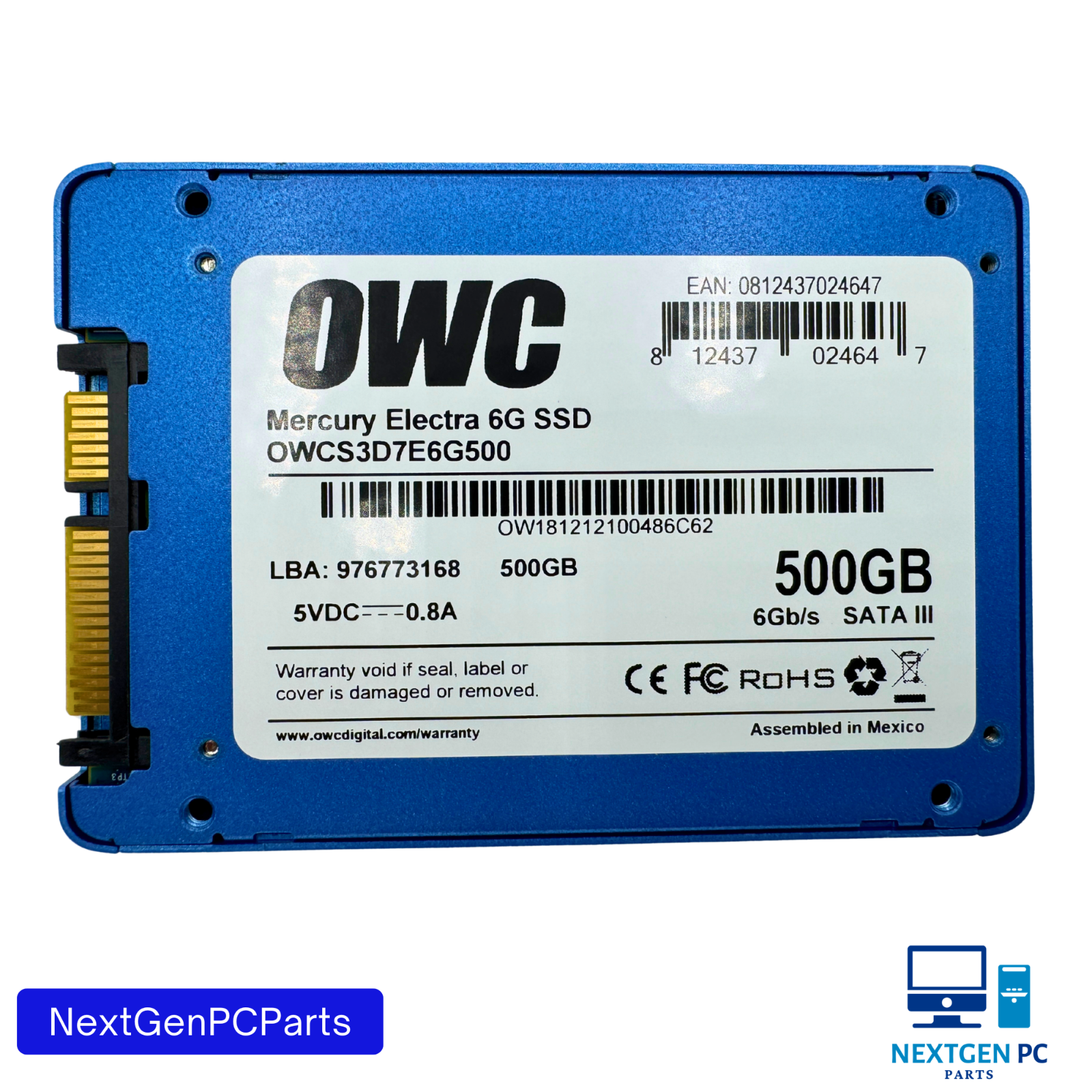 OWC Mercury Electra 6G 500GB 2.5" SATA III SSD OWCS3D7E6G500