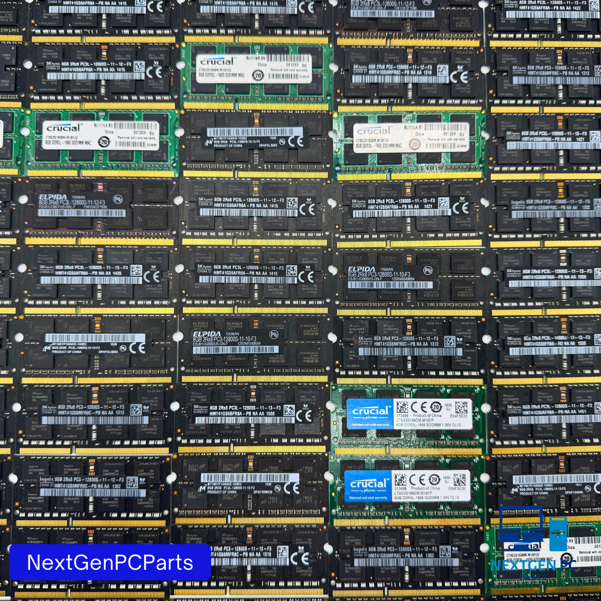Lot of 66 8GB DDR3L SO-DIMM RAM 1600 1866MHz Mixed Brands Tested