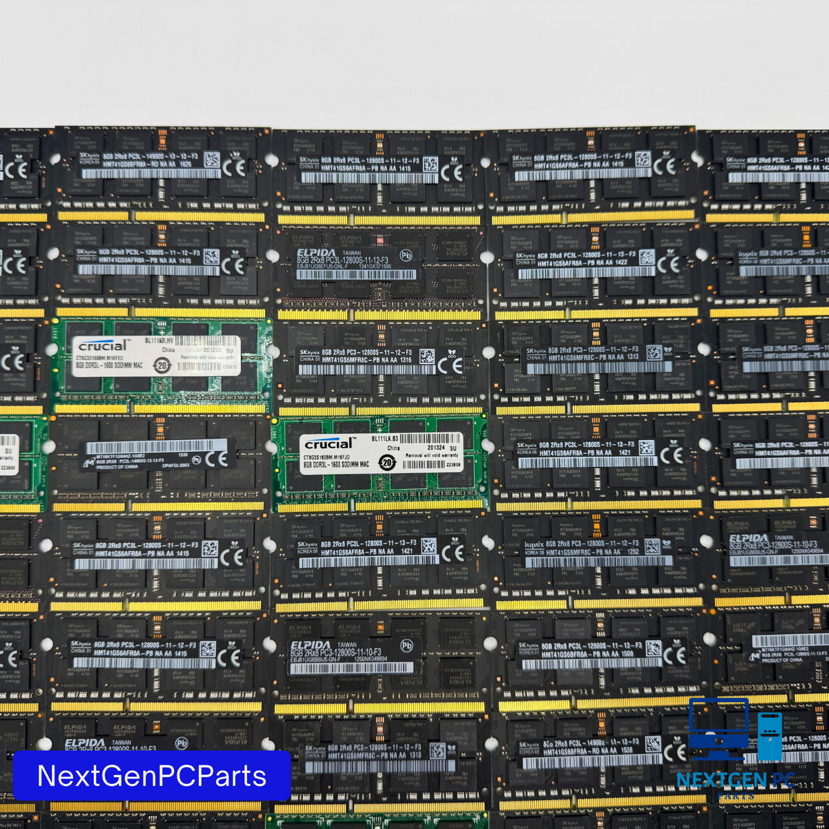 Lot of 66 8GB DDR3L SO-DIMM RAM 1600 1866MHz Mixed Brands Tested