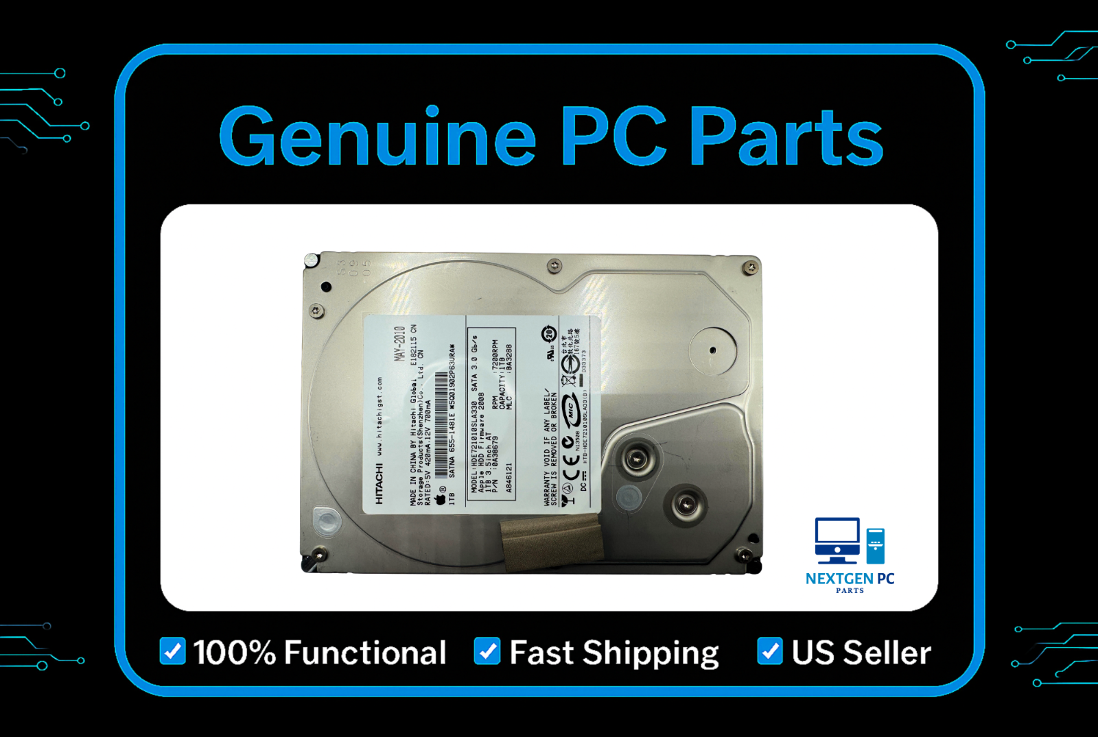 HITACHI 0A38679 HDE721010SLA330 1TB 7.2K RPM 32 MB Cache 3 Gb/s SATA 3.5" HDD