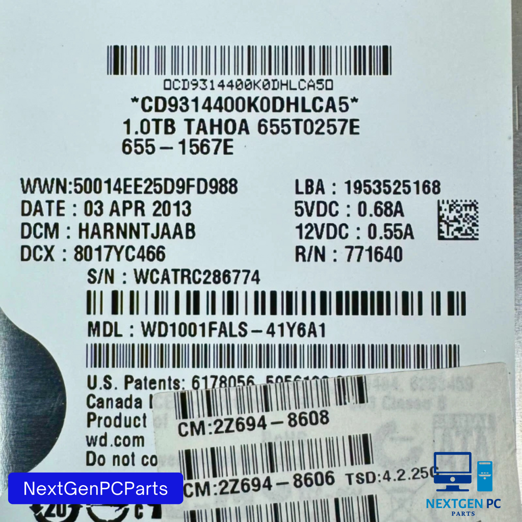 Western Digital WD1001FALS-41Y6A1 1TB 7200RPM 3.5" SATA HDD WD Black Tested