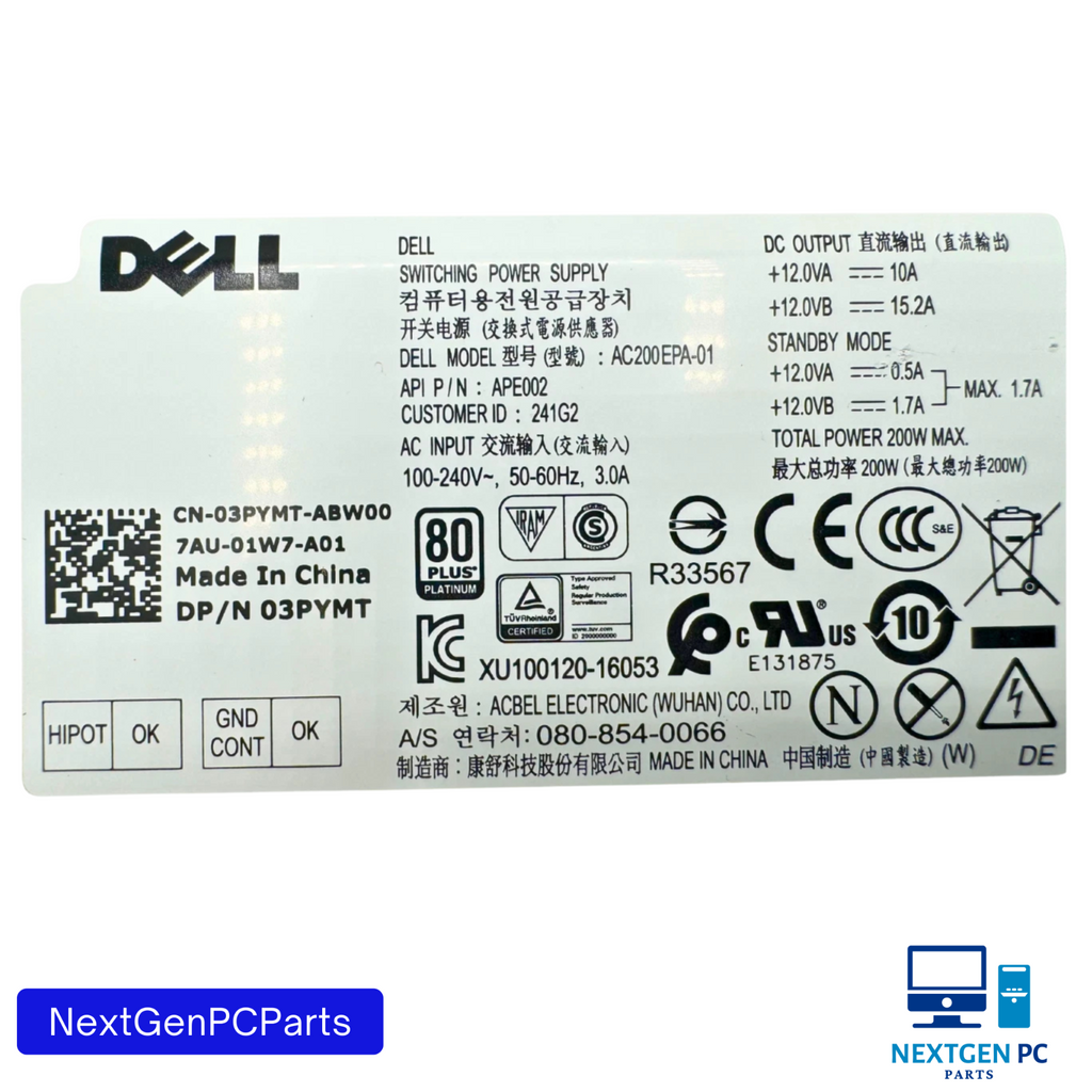 Dell Optiplex 7450 All-in-One 200W Power Supply AC200EPA-01 APE002