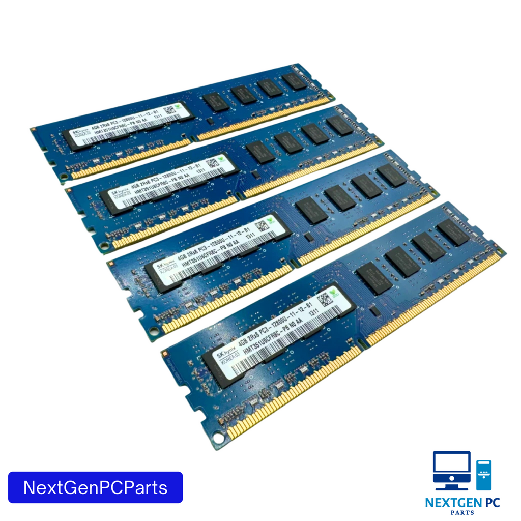 Lot of 4 Hynix HMT351U6CFR8C-PB, 4GB 2Rx8 PC3-12800U DDR3 Desktop RAM
